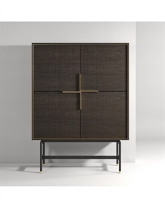 Барный шкаф из шпона дуба и латуни каштановый So'home