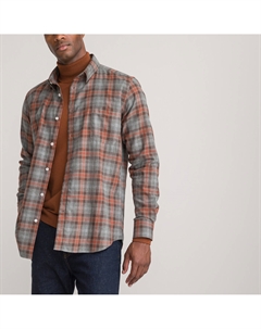 Рубашка прямая в клетку французский воротник каштановый La redoute collections