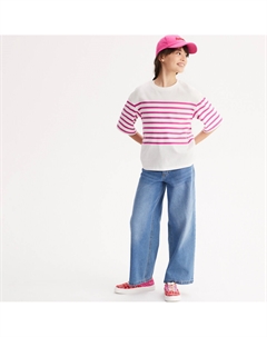 Футболка с принтом в полоску для 414 лет бежевый La redoute collections