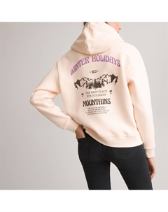 Свитшот с капюшоном принт сзади белый Laredoute