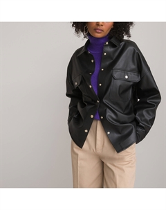 Рубашка из искусственной кожи покрой оверсайз черный La redoute collections