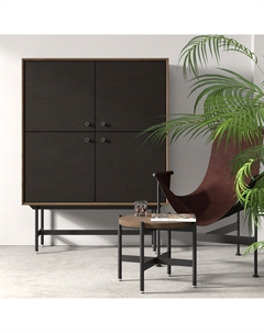 Барный шкаф из шпона ореха и стали каштановый So'home