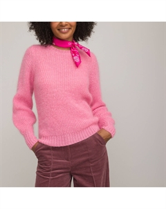 Свитер из смесового мохера с круглым вырезом розовый Laredoute