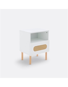 Тумба у изголовья с одним ящиком с плетением Pacome белый So'home