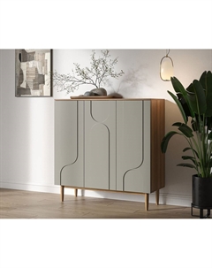 Комод с тремя дверками из березы серый So'home