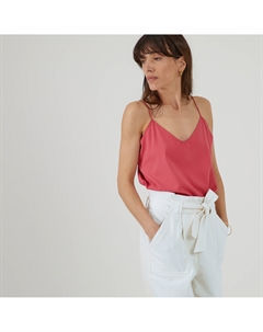 Топ с V-образным вырезом на тонких бретелях розовый Laredoute