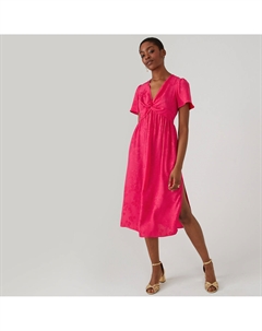 Платье длинное с эффектом запаха из жаккарда розовый La redoute collections