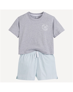 Хлопковая пижама с шортами серый La redoute collections