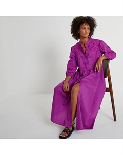 Платье длинное расклешенное с вышивкой фиолетовый Laredoute