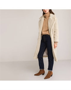 Пальто длинное искусственный мех под мутон белый Laredoute