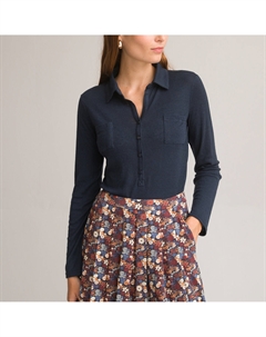 Лонгслив с воротником-поло синий Laredoute