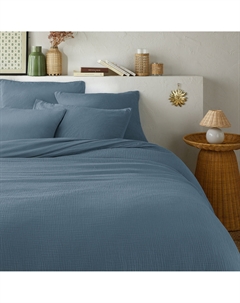 Пододеяльник из газовой хб ткани и осветленного хлопка Kumco синий La redoute interieurs