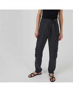 Брюки-дудочки из лиоцелла и льна с карманами карго черный La redoute collections