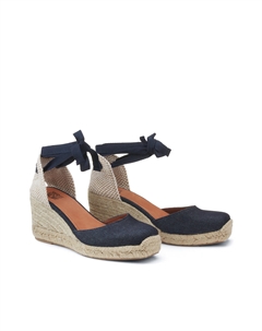 Эспадрильи на танкетке с завязками на щиколотке синий La redoute collections