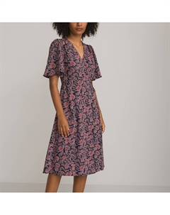 Платье с запахом короткие рукава-бабочки черный La redoute collections