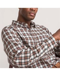 Рубашка прямая в клетку французский воротник зеленый La redoute collections