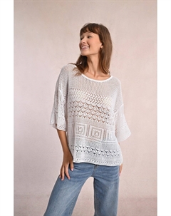 Пуловер ажурный с рукавами 34 белый Molly bracken