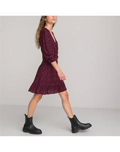 Платье с длинными рукавами струящееся цветочный принт разноцветный La redoute collections