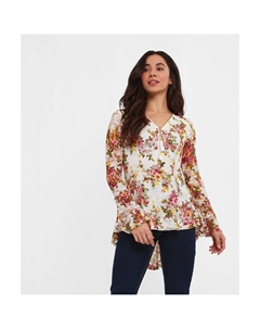 Блузка с V-образным вырезом длинными рукавами и цветочным принтом бежевый Joe browns