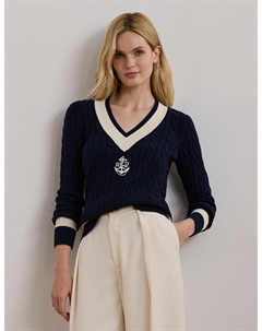 Пуловер с V-образным вырезом и длинными рукавами синий Laredoute