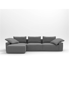 Диван угловой 4-местный из бруса сосны и велюра серый So'home