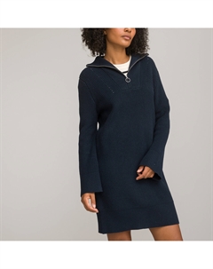 Платье-пуловер короткое с воротником-стойкой длинные рукава синий La redoute collections