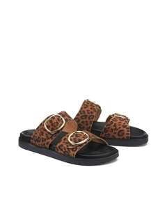 Кожаные мюли с леопардовым принтом Signature SALOME каштановый La redoute collections