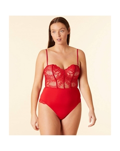 Боди из кружева Parure красный Laredoute