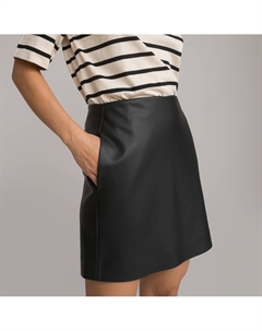 Юбка-мини из искусственной кожи черный Laredoute