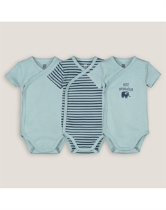 Комплект из трех боди с короткими рукавами синий Laredoute