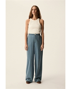 Брюки широкие в полоску VALENTIN синий Laredoute