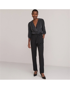 Комбинезон из двух материалов черный Laredoute