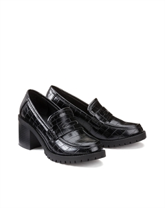 Мокасины из полиуретана под крокодиловую кожу черный La redoute collections