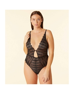 Боди из кружева с глубоким декольте Fabuleuse черный Laredoute