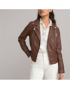 Куртка короткая из искусственной кожи каштановый Laredoute