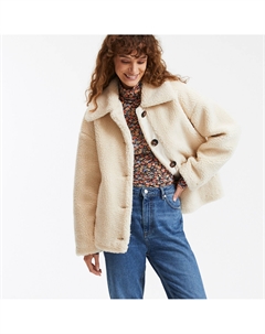 Пальто короткое с застежкой на пуговицы зимнее белый Laredoute