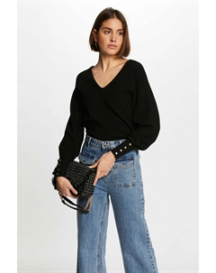 Пуловер с V-образным вырезом из тонкого трикотажа черный Morgan