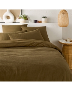 Хлопковый пододеяльник из вафельной ткани Tifly зеленый La redoute interieurs