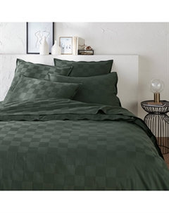 Пододеяльник из осветленного хлопкового сатина Victor в шахматную клетку зеленый Laredoute