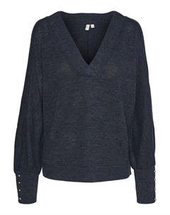 Пуловер с V-образным вырезом и длинными рукавами синий Vero moda