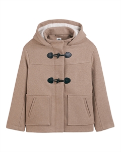 Пальто покроя дафлкот короткое с фиксированным капюшоном на весь зимний период бежевый La redoute collections