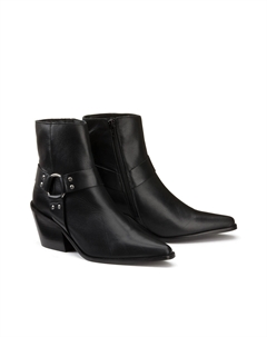 Ботинки из кожи в стиле вестерн на широком каблуке черный La redoute collections