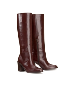 Кожаные сапоги в стиле 70-х годов на каблуке Signature каштановый Laredoute