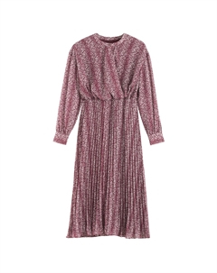 Платье длинное с плиссировкой с графическим принтом красный La redoute collections