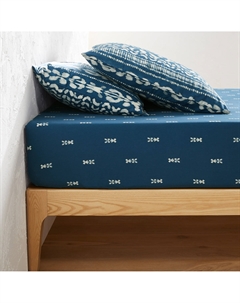 Простыня натяжная из осветленного хлопка клапан 30 см Tinta синий Laredoute