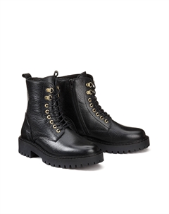 Ботинки из кожи на низком каблуке изготовлены в Европе черный La redoute collections