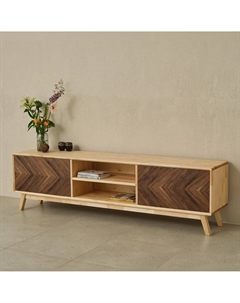 Тумба под телевизор напольная из массива берзы и шпона ореха бежевый Laredoute