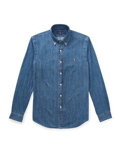 Спортивная рубашка из денима приталенного покроя синий Polo ralph lauren
