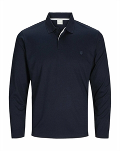Лонгслив поло прямого покроя синий Jack & jones