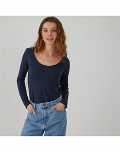 Лонгслив с круглым вырезом синий Laredoute